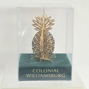 Colonial Williamsburg 3D Pierced Pineapple Christmas Ornament‎ Brass 18k 161480